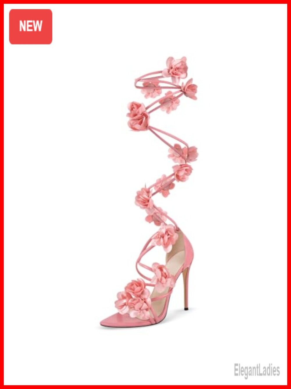 Floral Wrap Knee High Gladiator Sandals Stiletto Heels